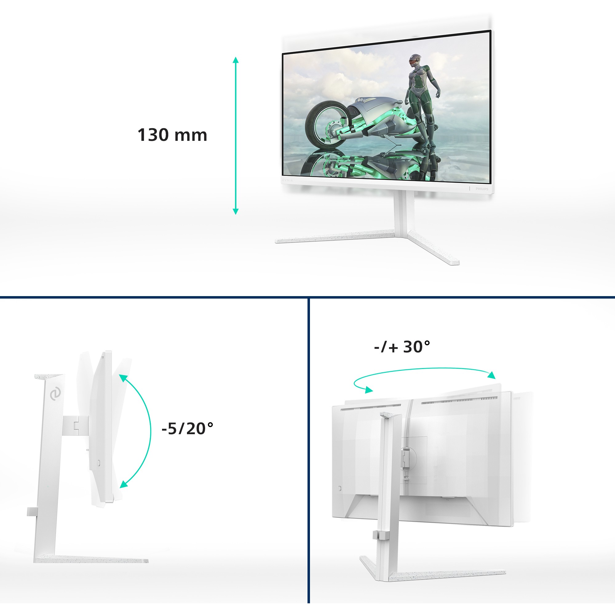 Monitor Gaming Philips 24M2N3201A / 23.8" Full HD 180 Hz 1 ms IPS / HDMI DP / e bardhë - Figura 4