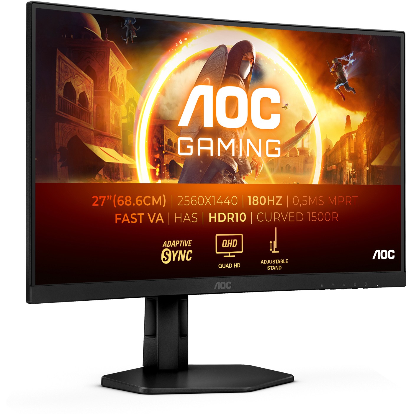 Monitor Gaming AOC CQ27G4X / 27″ / Quad HD / 180 Hz / 1 ms / VA / HDMI + DP / E zezë