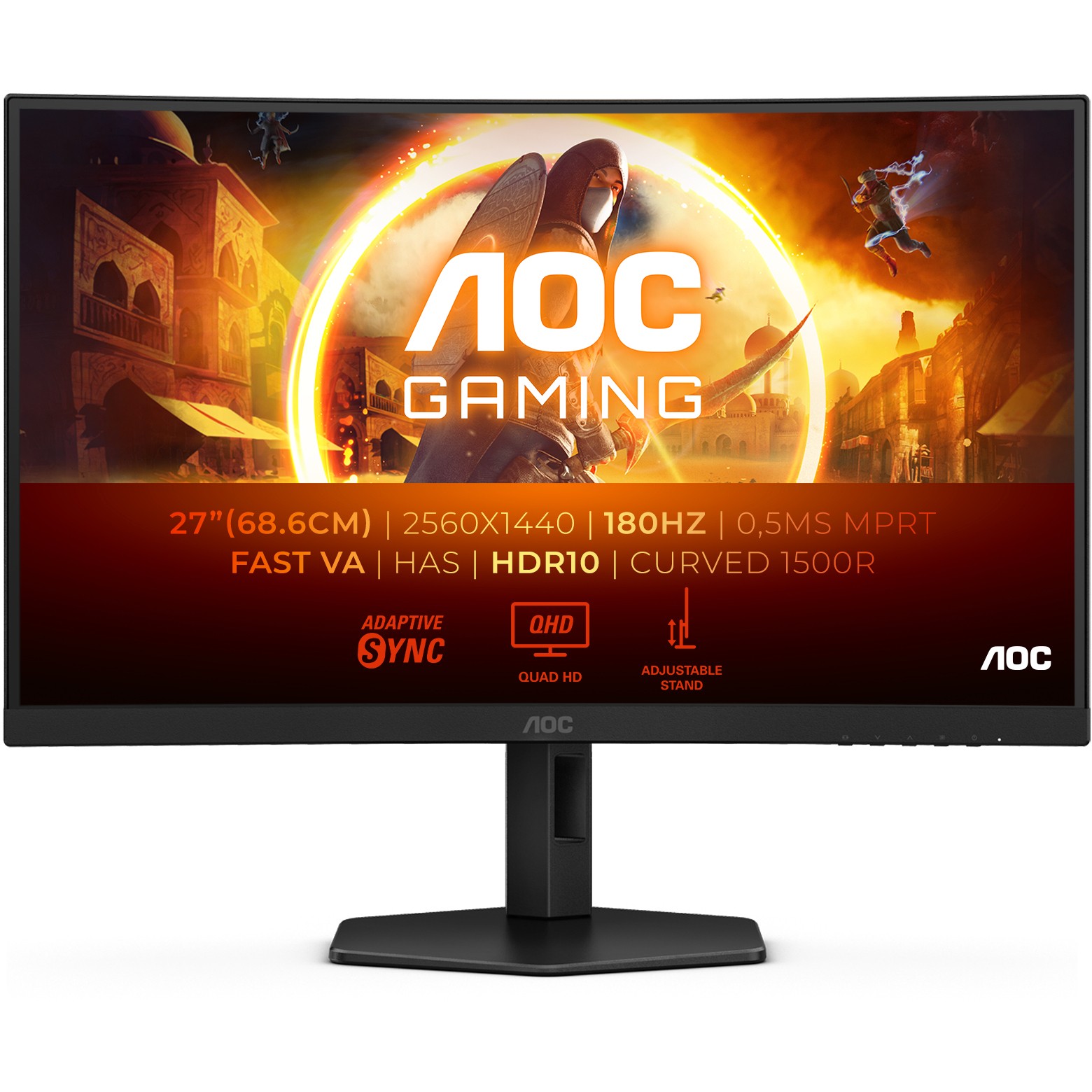 Monitor Gaming AOC CQ27G4X / 27″ / Quad HD / 180 Hz / 1 ms / VA / HDMI + DP / E zezë - Figura 2