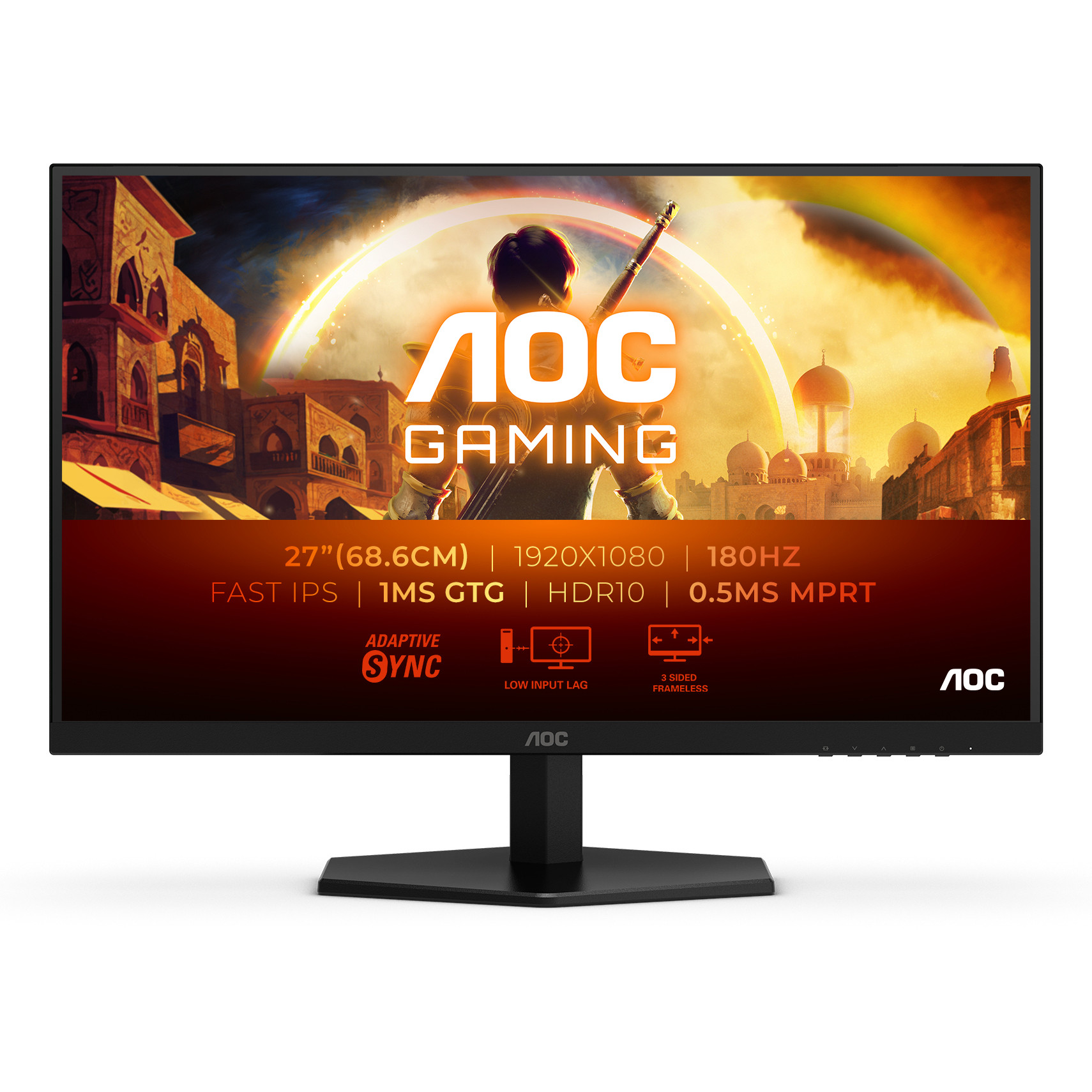 Monitor Gaming AOC 27G42E / 27"/ Full HD Fast IPS / LCD / 180Hz / 1ms / HDMI + DisplayPort - Zezë