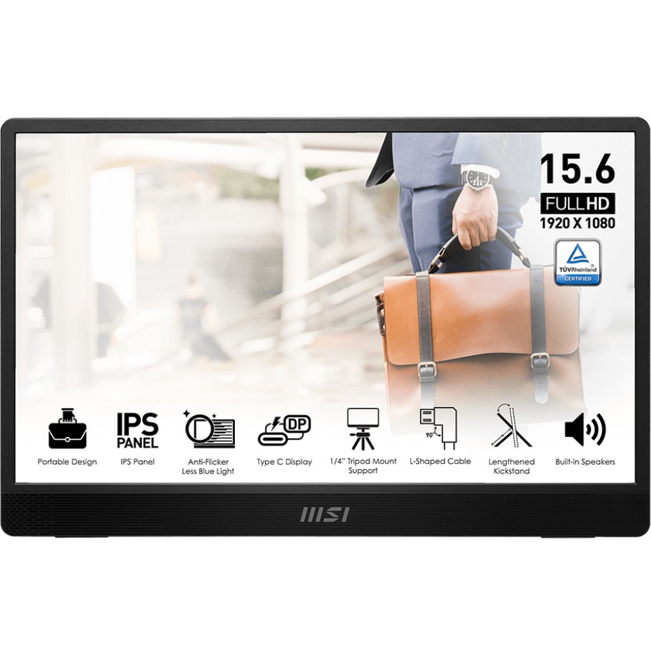 Monitor për punë MSI PRO MP161DE E2 / 15.6" / Full HD LED IPS / 60 Hz / 4 ms / USB / Gri