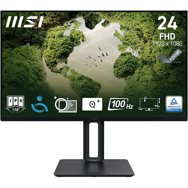 Monitor MSI PRO MP245PG / 24″ / Full HD IPS LCD / 100Hz / 4ms / VGA + HDMI + DP / Pivot - Zezë