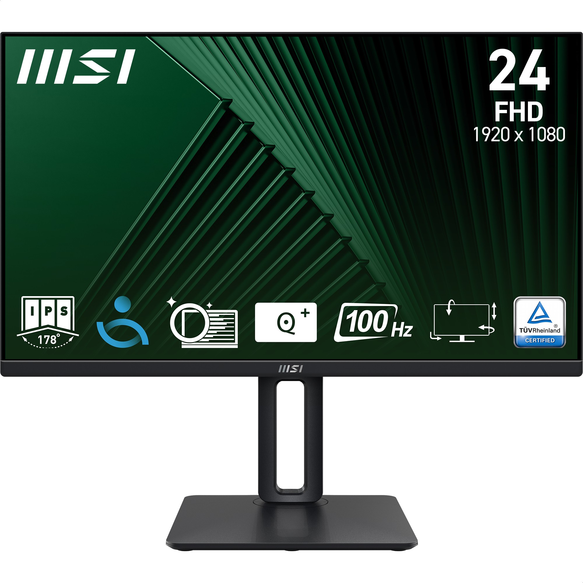 Monitor MSI PRO MP245PG / 24″ / Full HD IPS LCD / 100Hz / 4ms / VGA + HDMI + DP / Pivot - Zezë - Figura 3