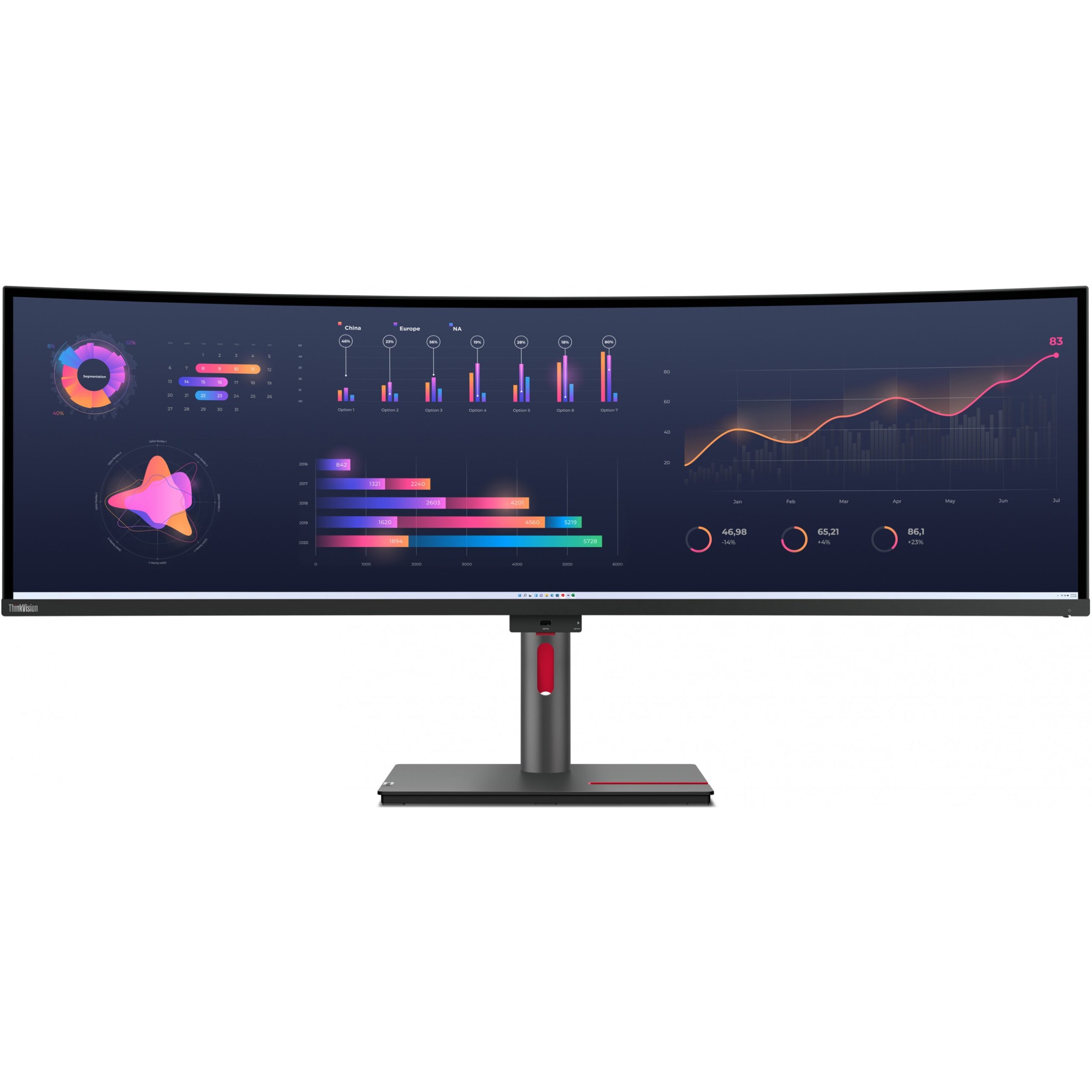 Monitor i lakuar Lenovo ThinkVision P49w-30 / 49" Dual Quad HD 60 Hz 6 ms IPS Curved / HDMI DP USB-C / e zezë - Figura 2