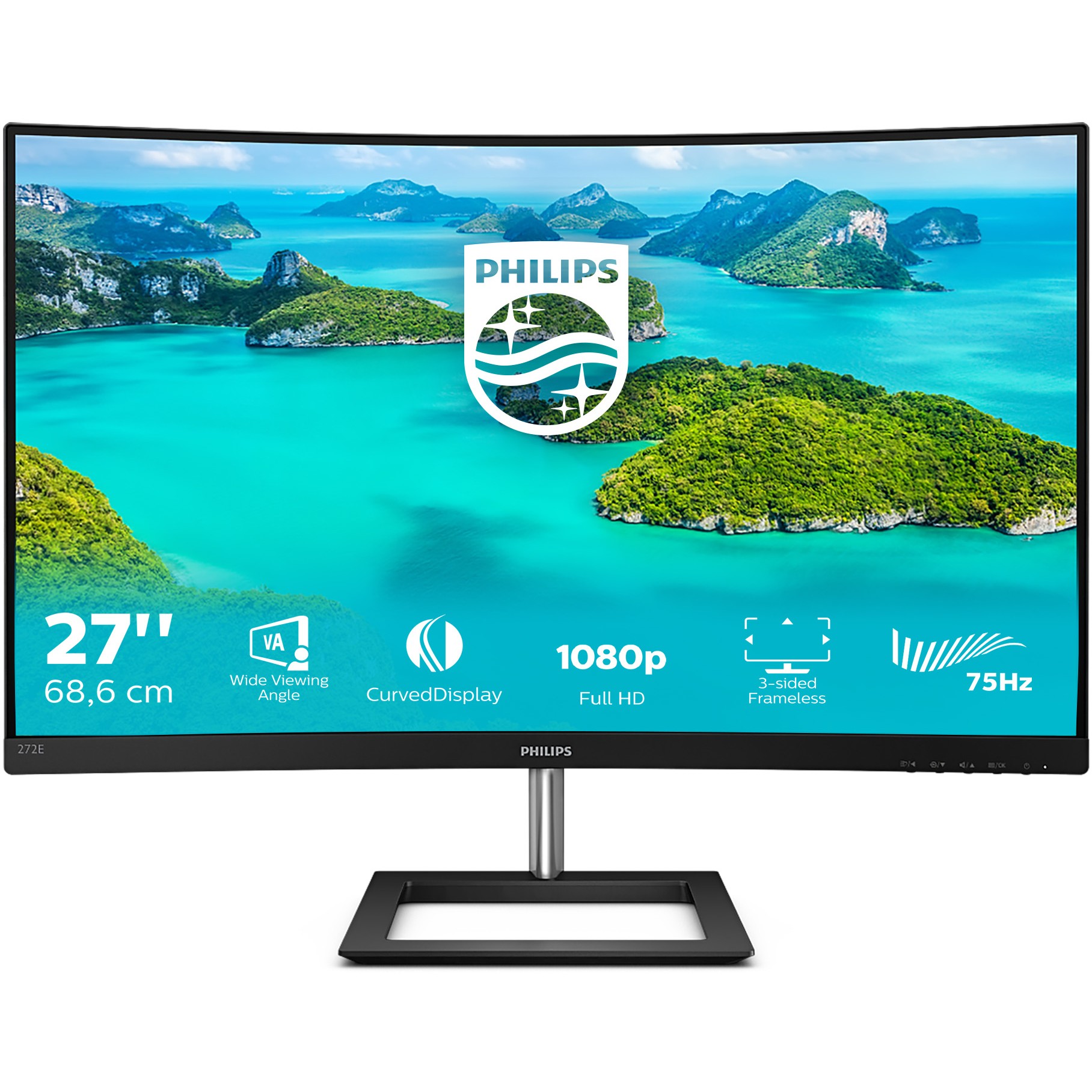 Monitor Philips 272E1CA / 27″ / Full HD VA LCD / 75Hz / 4ms / VGA + HDMI + DP - Zezë