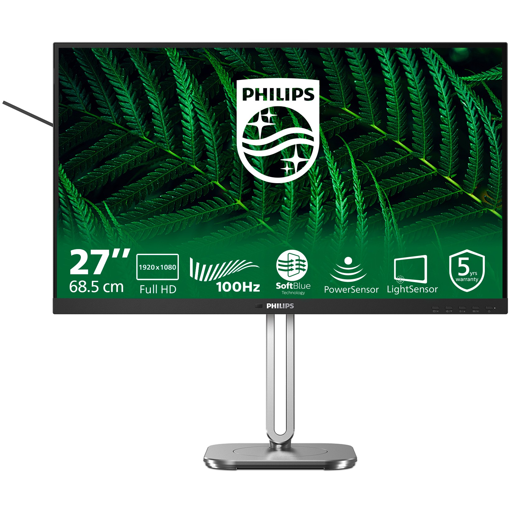 Monitor për punë Philips 27B2G5200 / 27" / Full HD LCD IPS / 100 Hz / 4 ms / USB + HDMI + DP / Zezë Gri