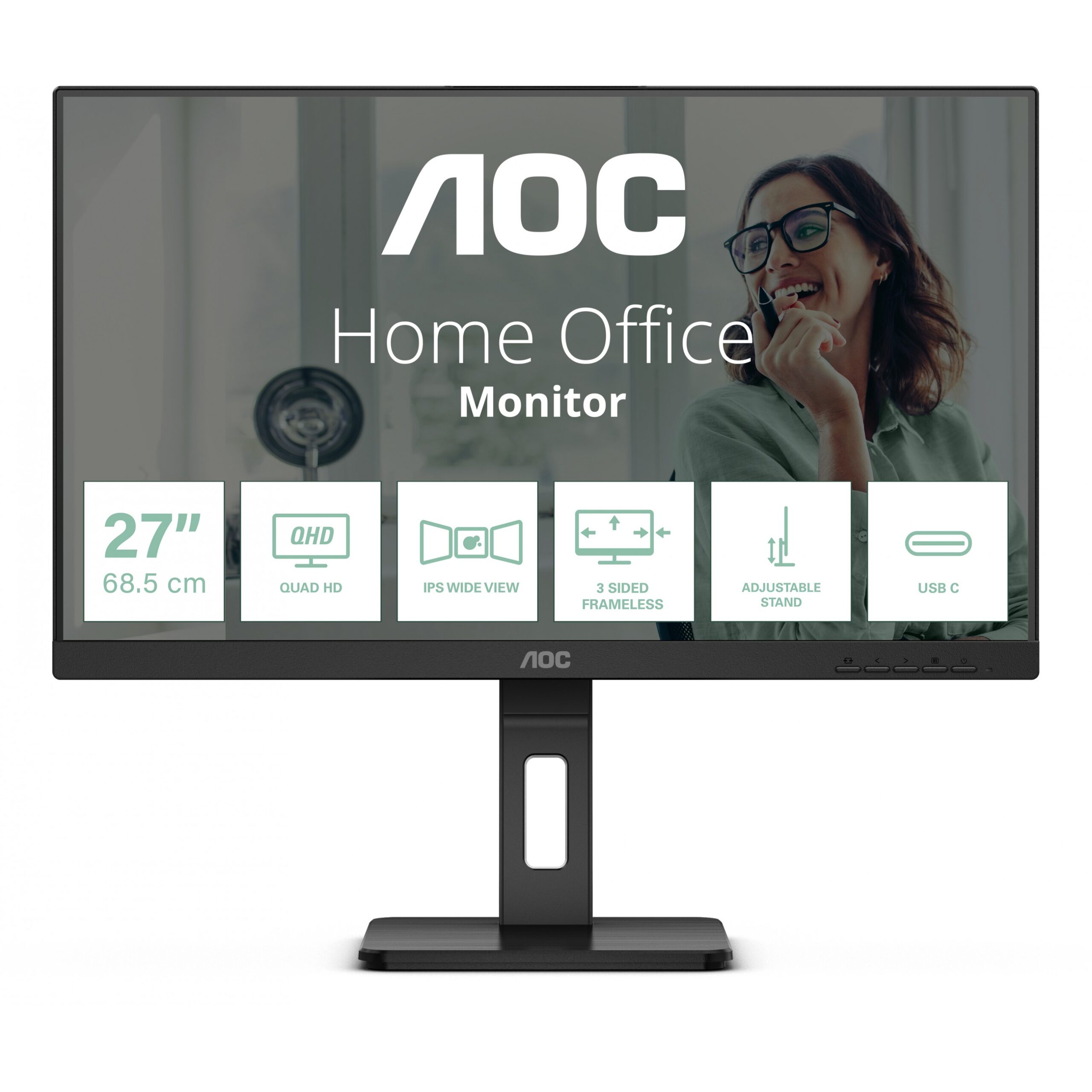 Monitor AOC Q27P3CV / 27″ / QHD IPS LED / 100Hz / 4ms / HDMI + DP + USB-C - Zezë