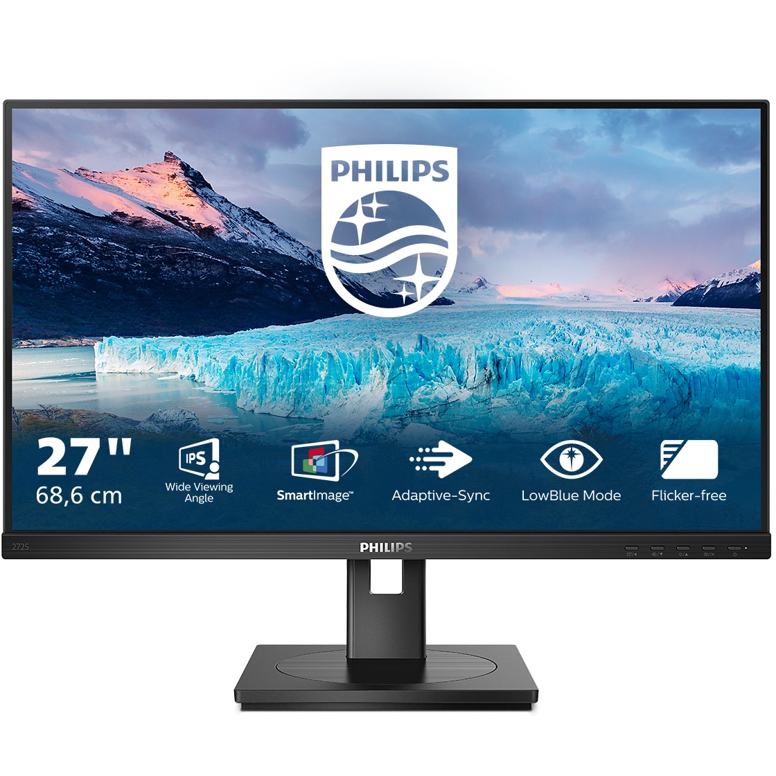 Monitor Philips 272S1M / 27″ / FHD IPS LCD / 75Hz / 4ms / VGA + DVI + HDMI + DP + USB Hub - Zezë