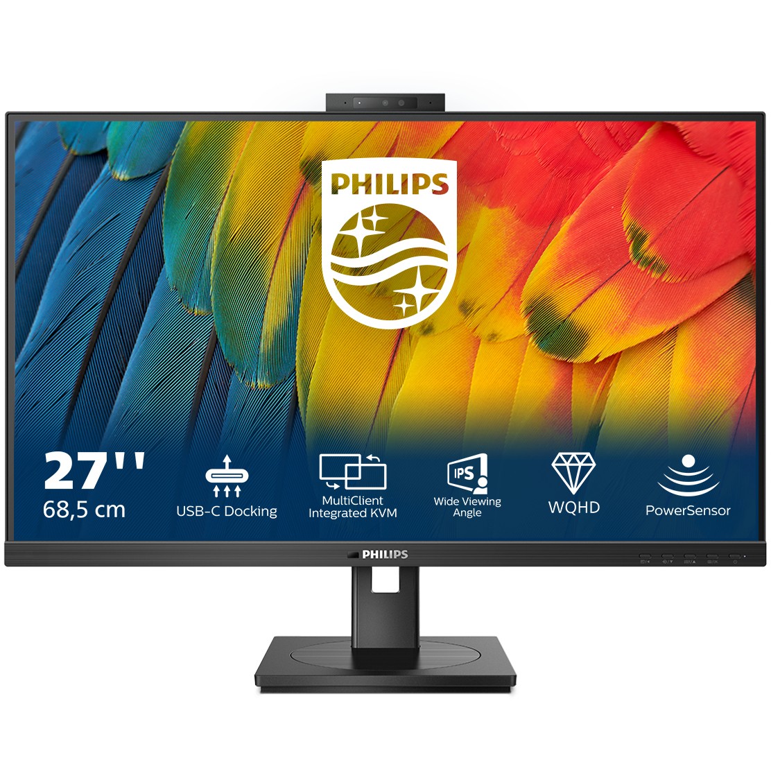 Monitor Philips 27B1U5601H / 27″ / QHD IPS LCD / 75Hz / 4ms / HDMI + DP + USB-C + USB Hub / Speaker + Webcam - Zezë - Figura 2