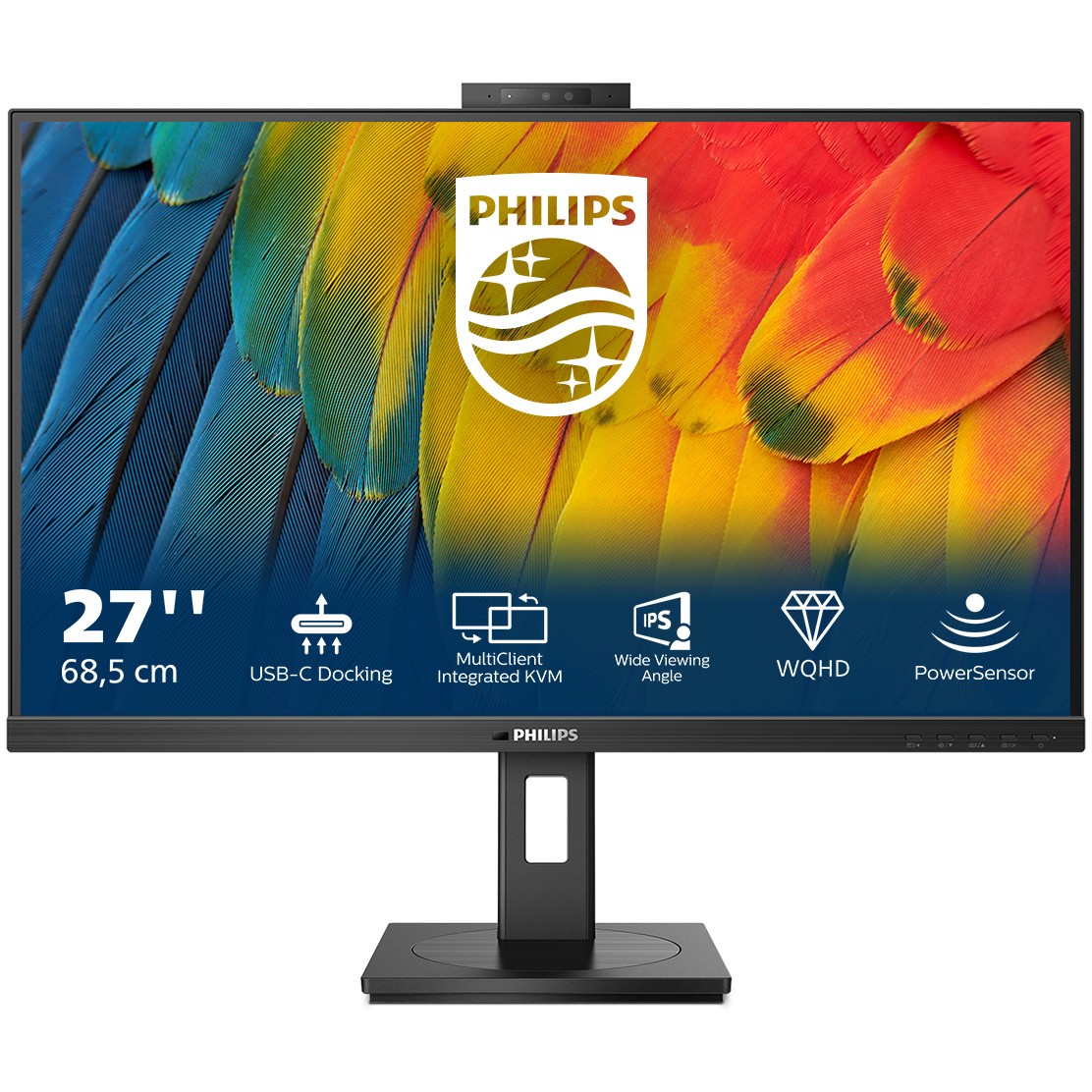 Monitor Philips 27B1U5601H / 27″ / QHD IPS LCD / 75Hz / 4ms / HDMI + DP + USB-C + USB Hub / Speaker + Webcam - Zezë - Figura 3