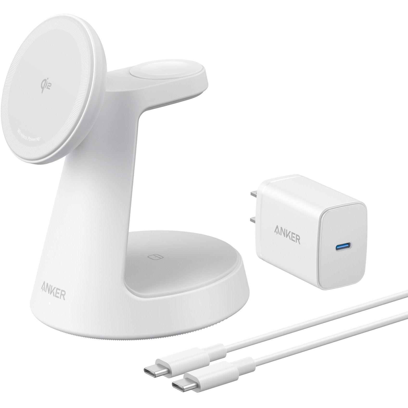 ANKER MagGo 3-in-1 Charging Station with wireless Qi2 15W – Bardhë