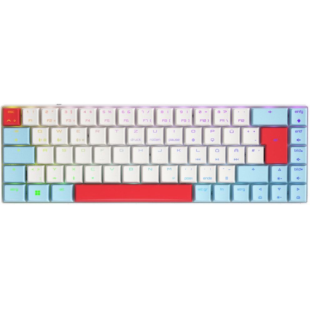 Tastierë CHERRY MX-LP 2.1 Compact / pa kabllo / RF + Bluetooth / mekanike / RGB / e bardhë