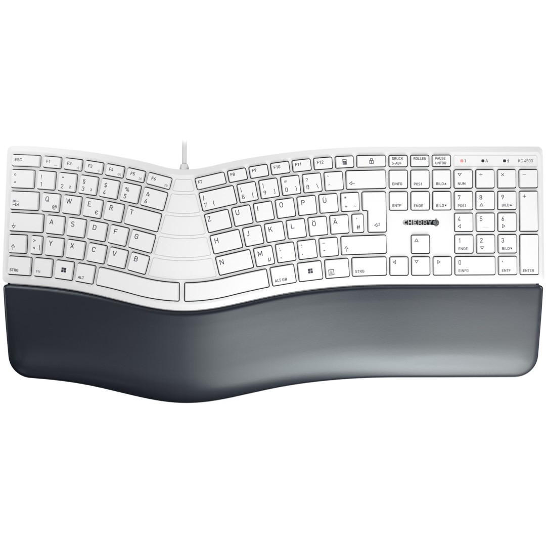 Tastierë CHERRY KC 4500 ERGO / me kabllo / USB / e bardhë