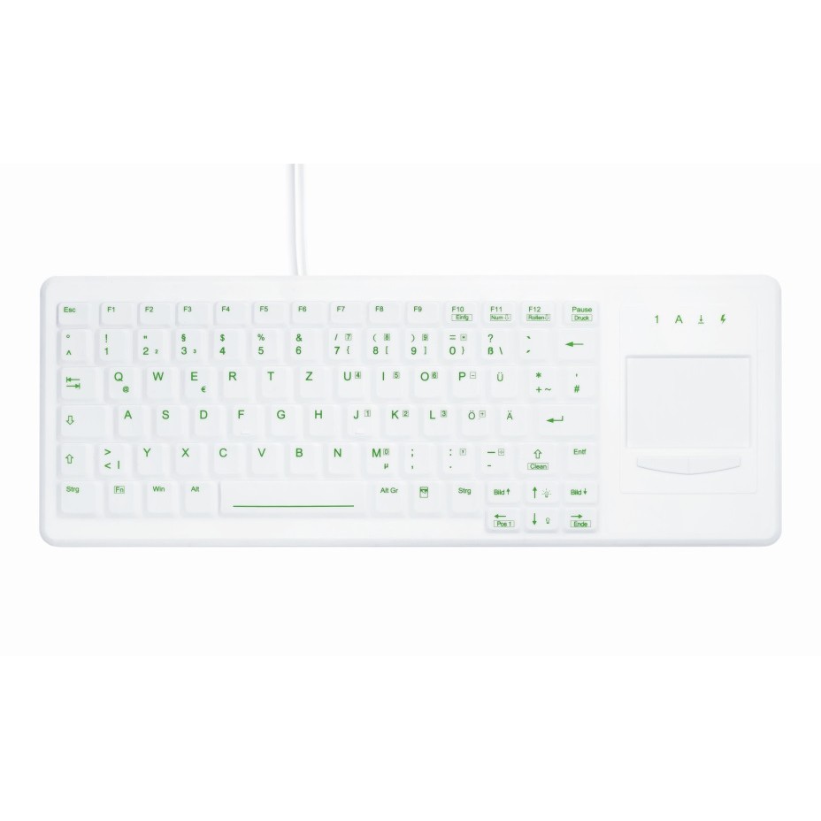 Tastierë me kabllo Cherry Hygiene Compact me touchpad / German Layout - Bardhë
