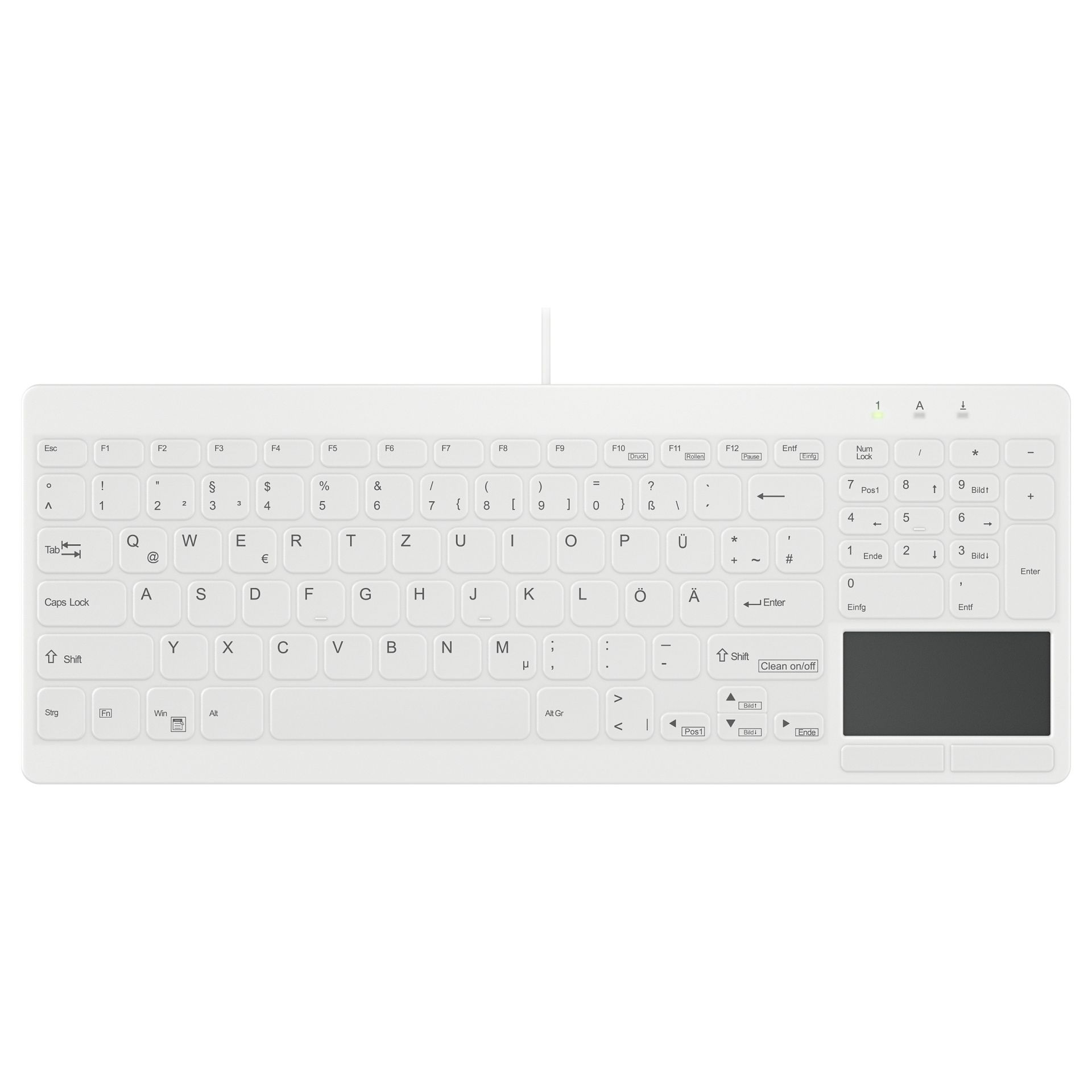 Tastierë me kabllo Cherry AK-C7412F me touchpad / German Layout -Bardhë