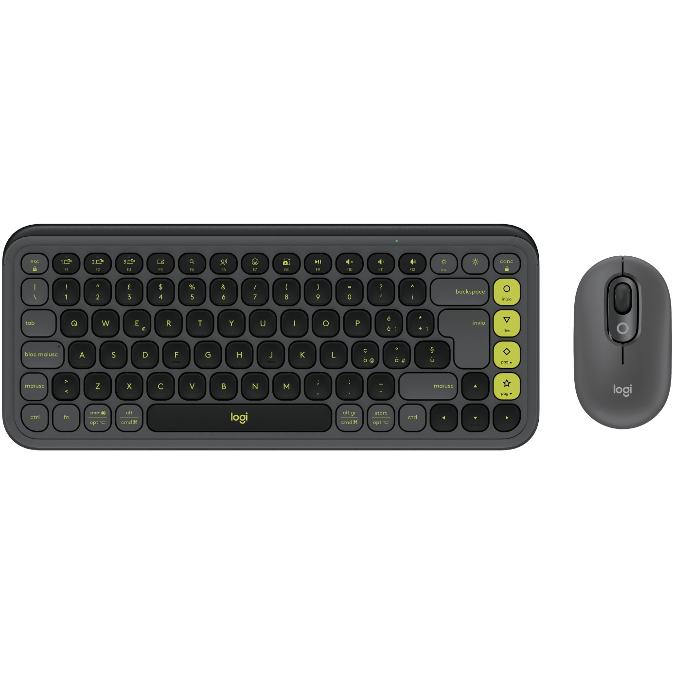 Combo (Tastierë & Maus) Logitech POP Icon Bluetooth / pa kabllo / QWERTY / grafit / i gjelbërt