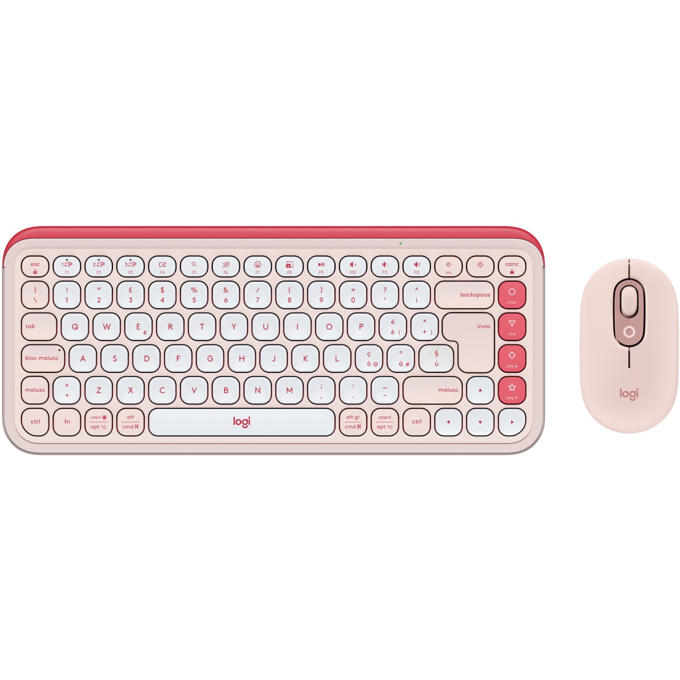Combo (Tastierë & Maus) Logitech POP Icon Bluetooth / pa kabllo / QWERTY / e bardhë dhe rozë