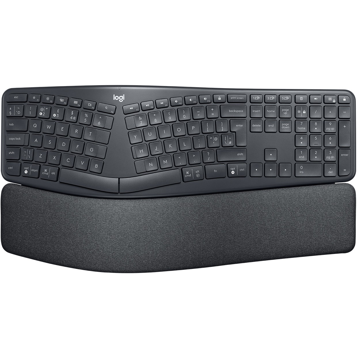 Logitech ERGO K860 / pa kabllo / RF Wireless + Bluetooth / e zezë