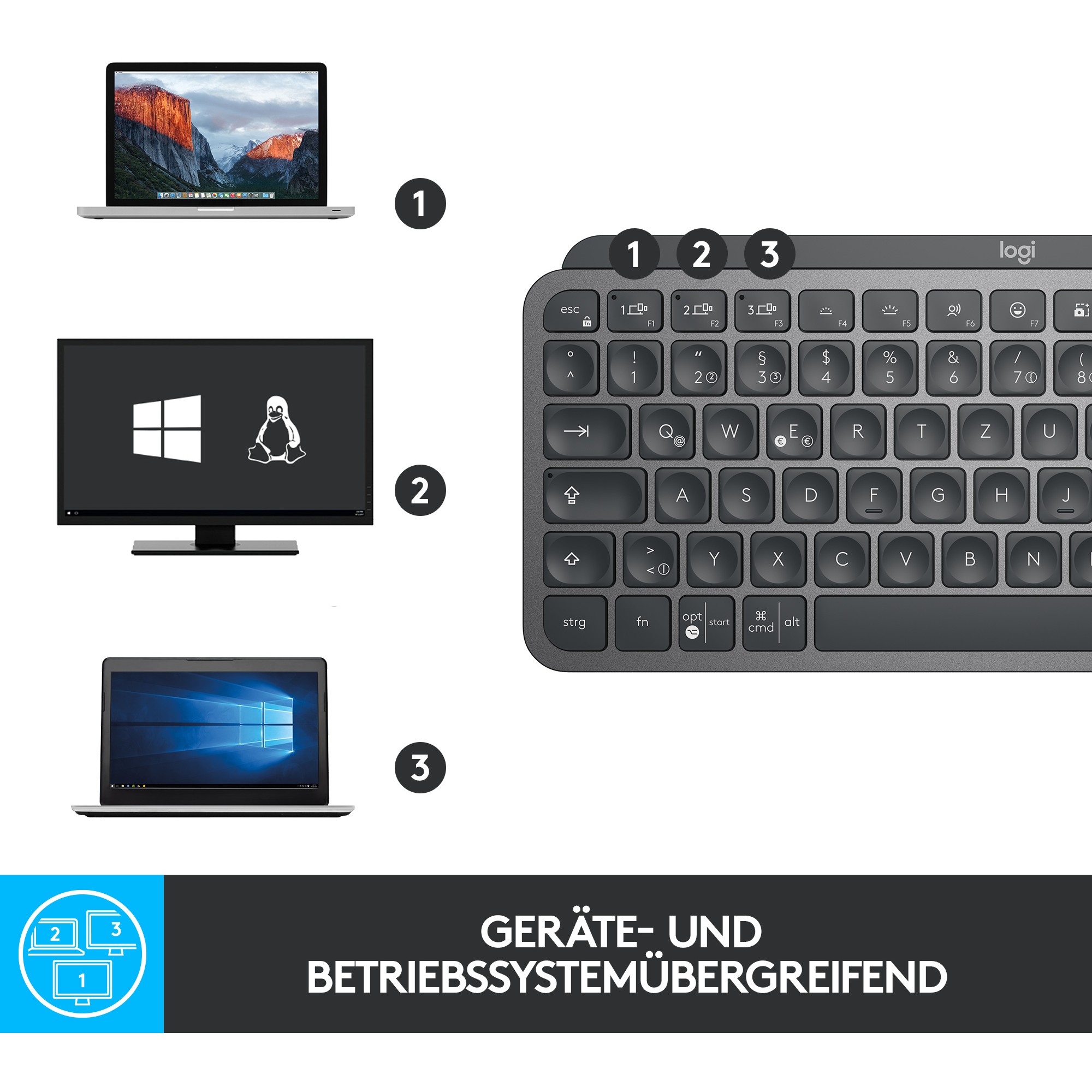 NL Logitech MX Keys Mini Wireless Keyboard Dark Grey USL - Figura 4