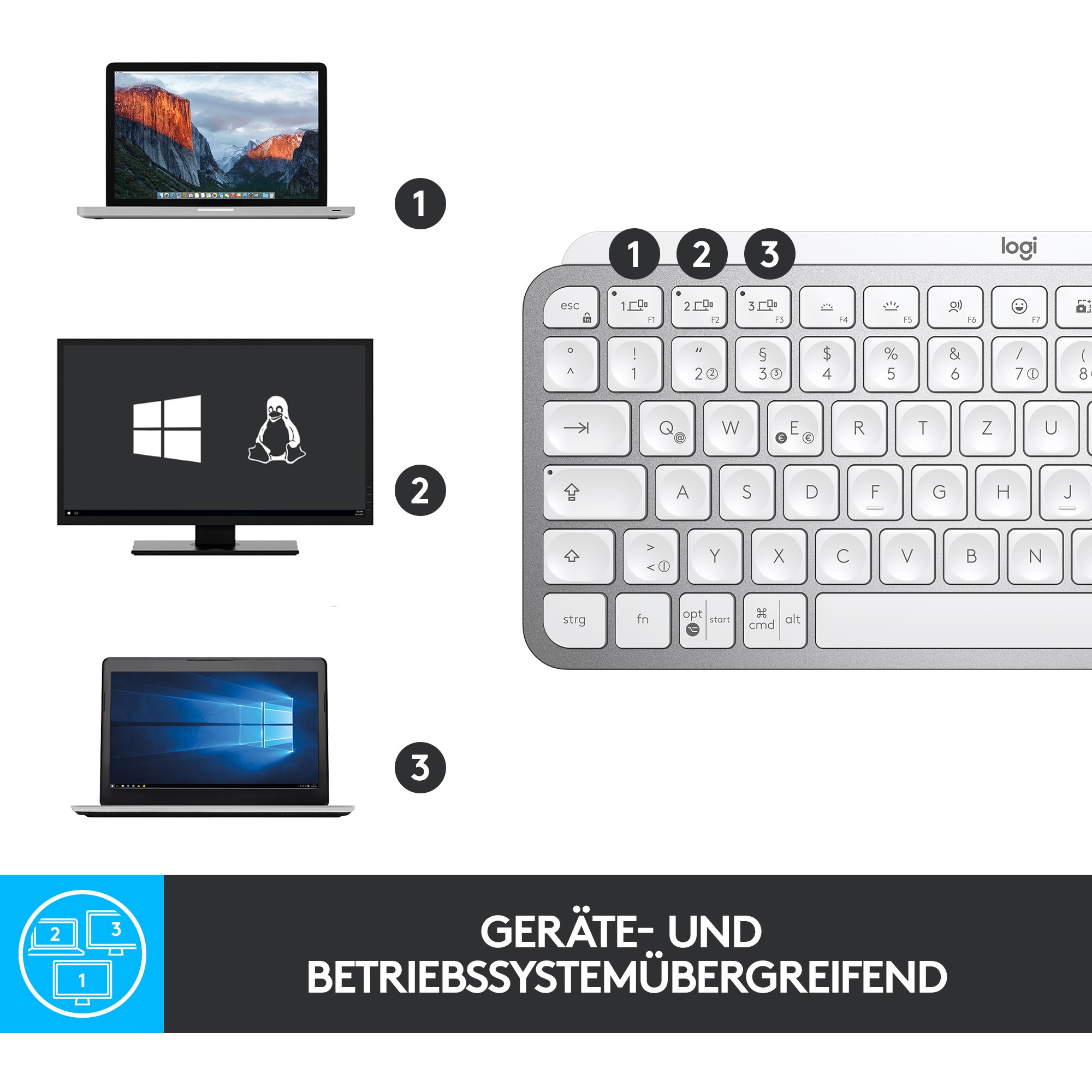 Tastierë pa kabllo MX KEYS MINI Wireless Illuminated / QWERTY- Argjend - Figura 4