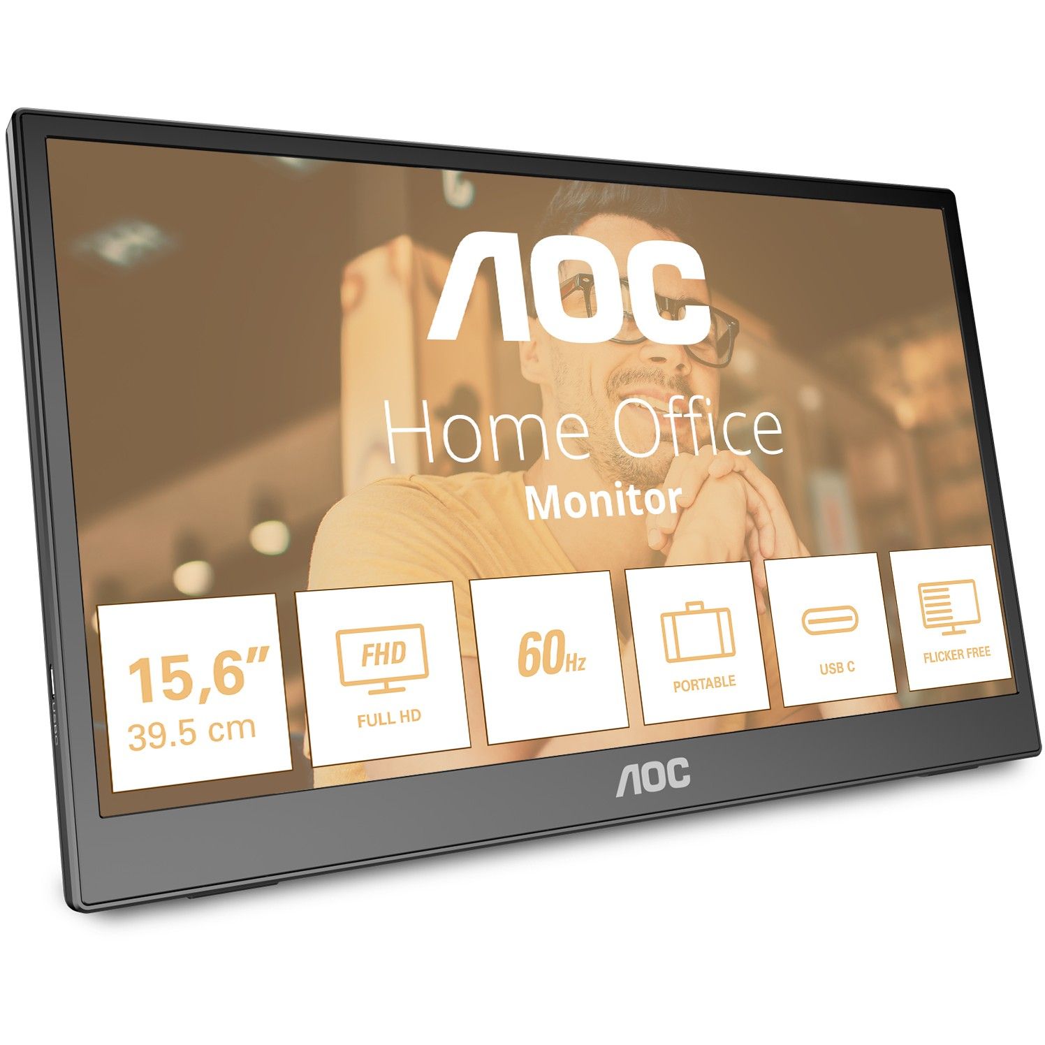 Monitor AOC I1601FWUX / 15.6″ / Full HD IPS LCD / 60Hz / 4ms / USB - Zezë - Figura 2