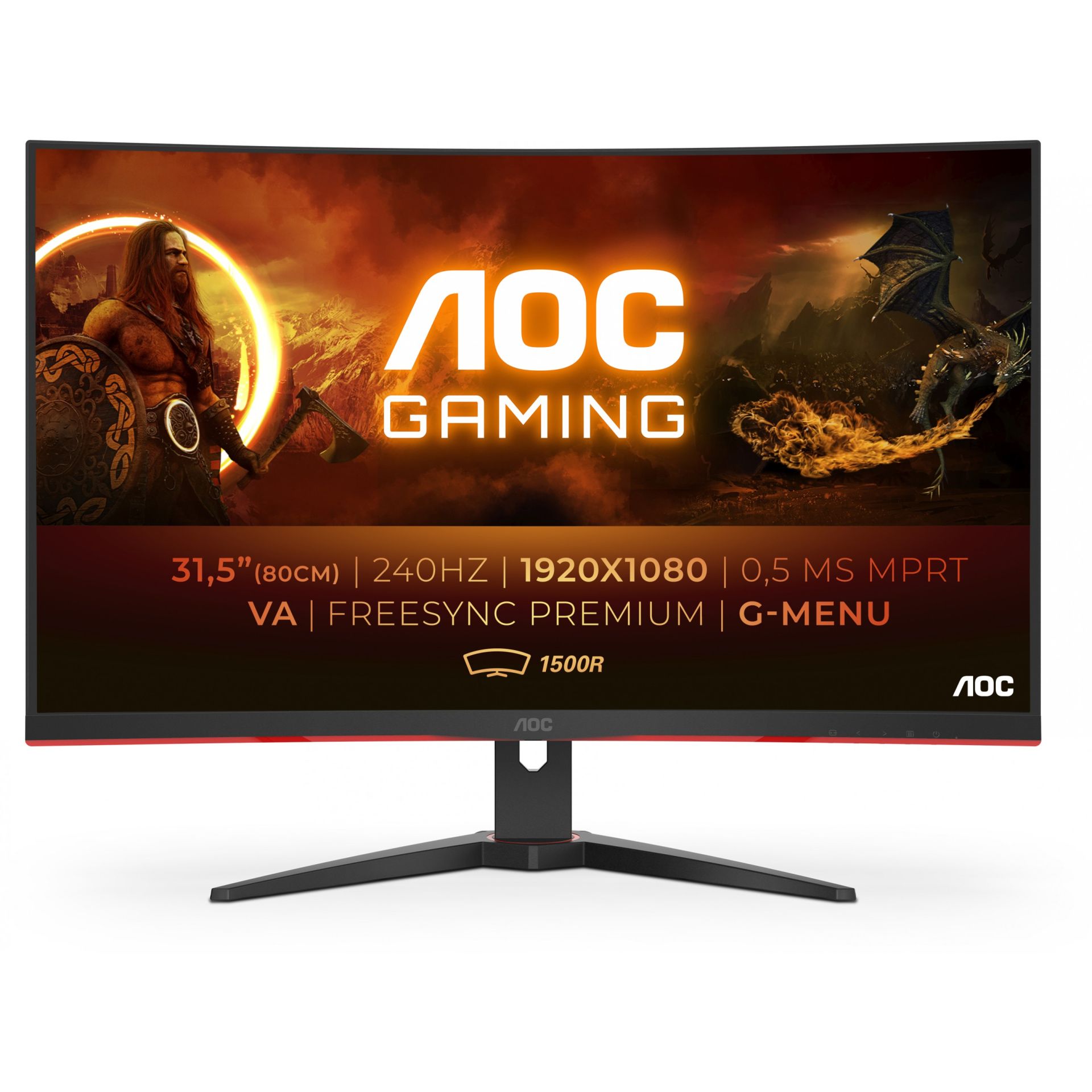 Monitor AOC C32G2ZE/BK / 31.5″ / FHD / VA LCD Curved / 16:9 / 240Hz / 1ms / HDMI + DP / E zezë