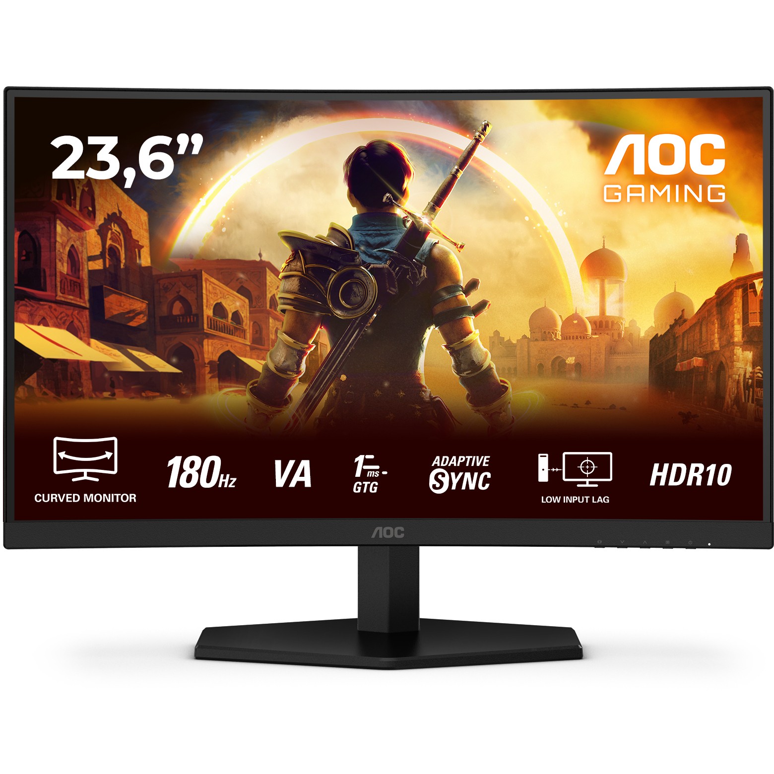 Monitor Gaming i lakuar AOC C24G42E / 23.6" 180 Hz 1 ms GTG Fast VA Curved / HDMI DP / e zezë