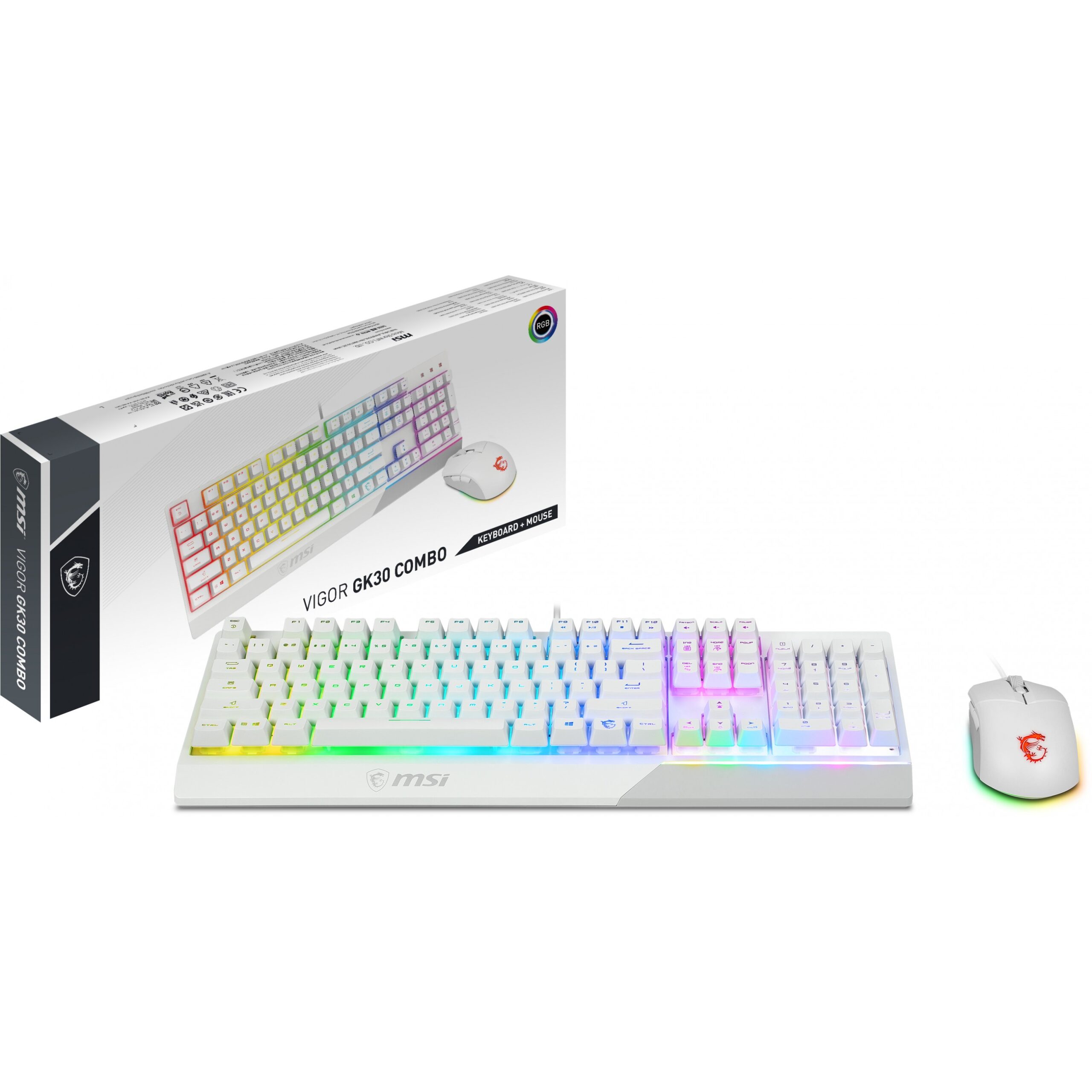 Combo (Tastierë & Maus) MSI Vigor GK30 / Tastierë Gaming + Maus - Bardhë - Figura 5