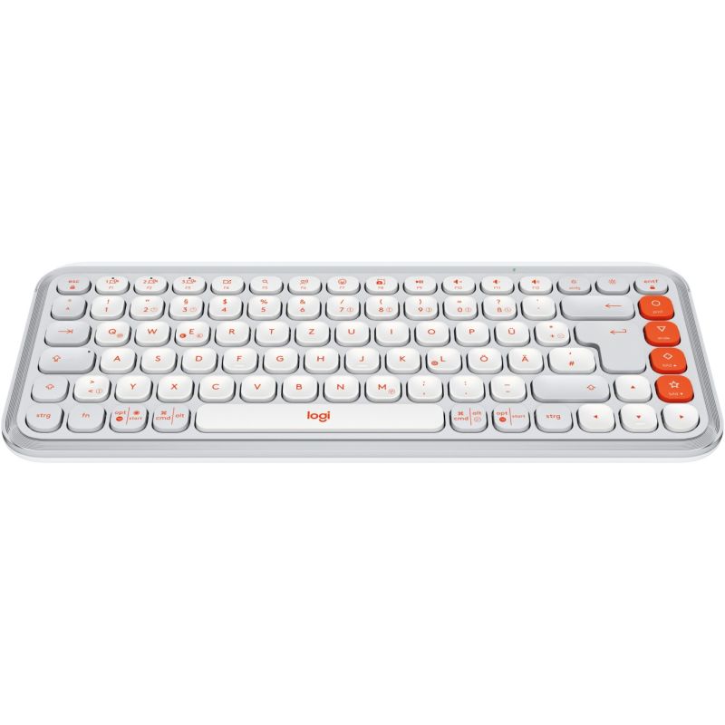 Tastierë Pa kabllo Wireless Logitech POP Keys Switch Brown / QWERTZ - Bardhë / Portokalli - Figura 2