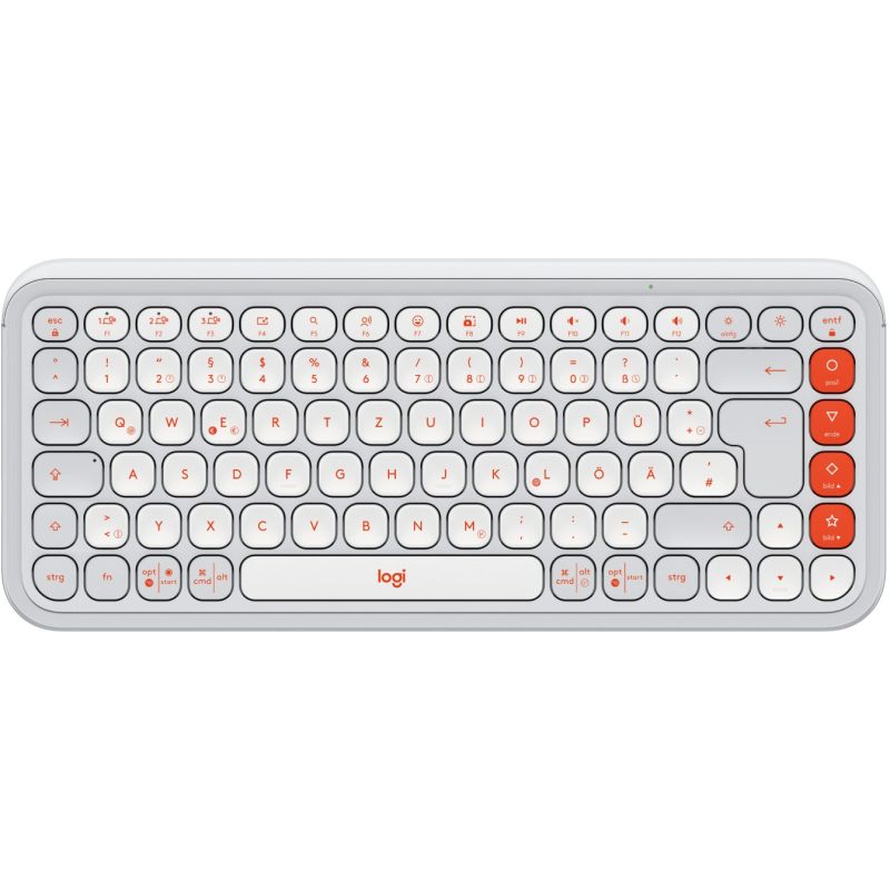 Tastierë Pa kabllo Wireless Logitech POP Keys Switch Brown / QWERTZ - Bardhë / Portokalli