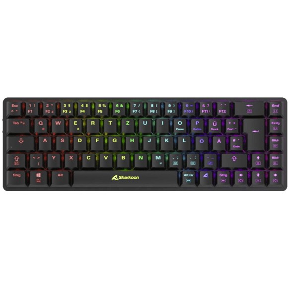 Tastierë Gaming Sharkoon PureWriter W65 RGB / Wireless / QWERTZ -Zezë