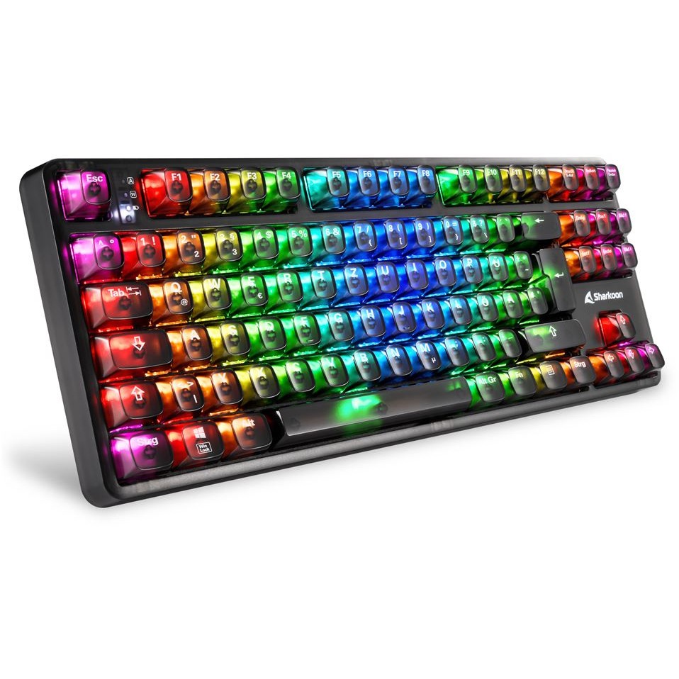Tastierë Gaming Sharkoon Crystal Shark Wired & Wireless / QWERTZ – Zezë - Figura 2