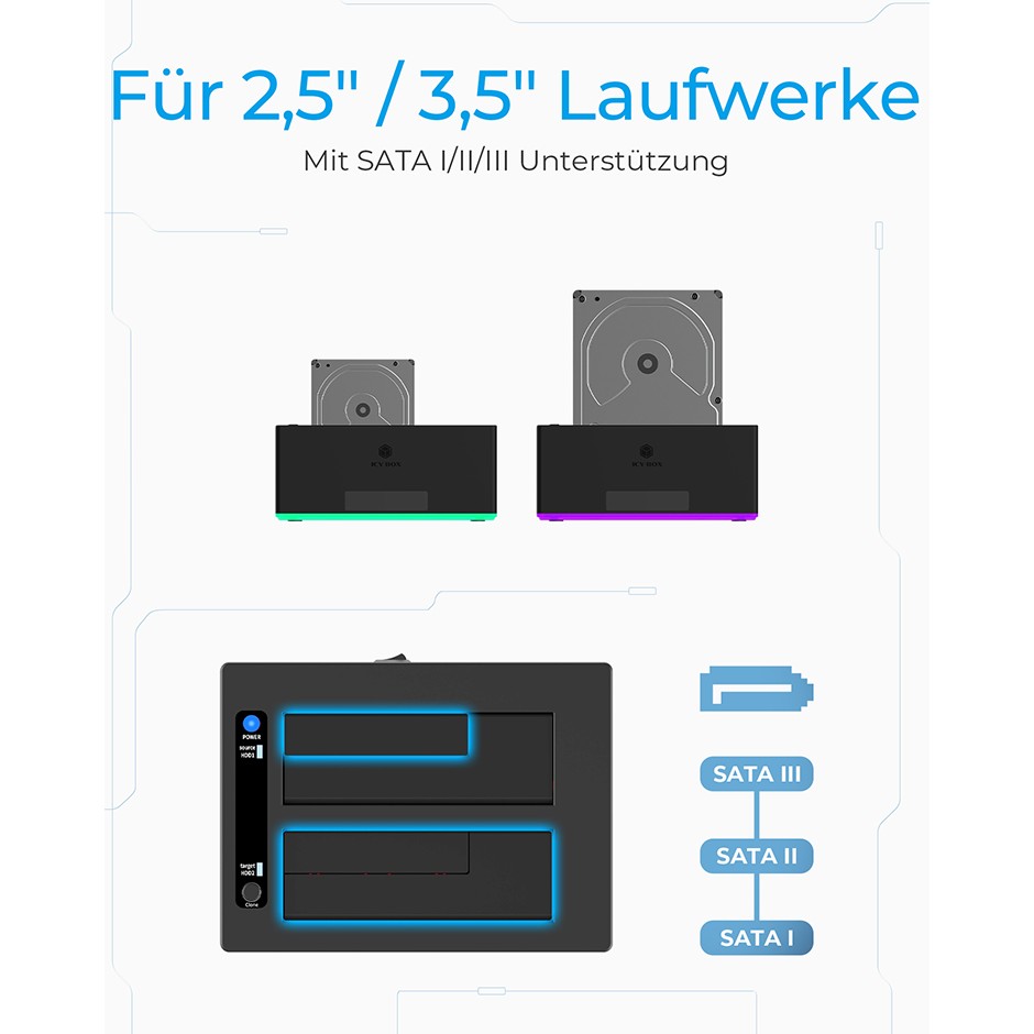 Docking station ICY BOX 6.4cm (2.5) & 8.9cm (3.5) SATA - USB 3.0 / e zezë - Figura 3
