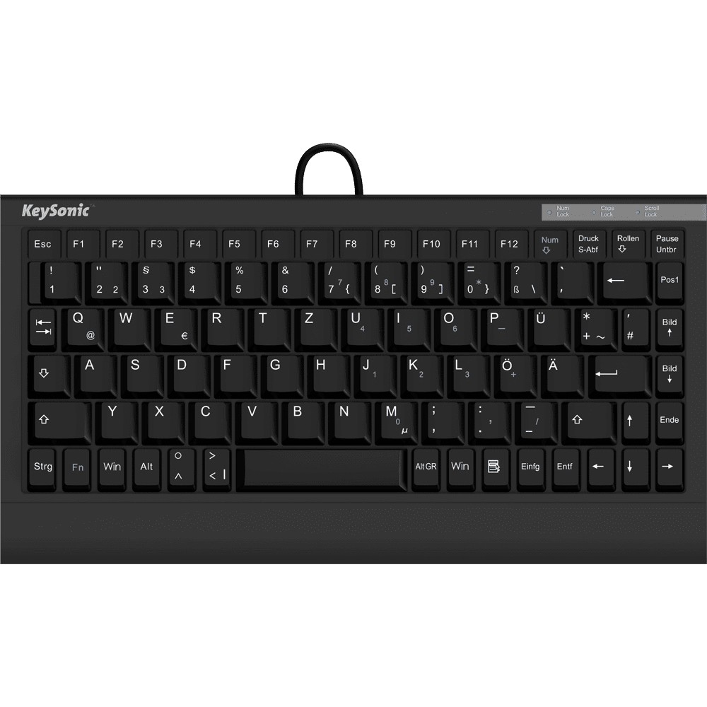 Keysonic ACK-595C+ Mini SoftSkin PS/2-USB, e zezë, US