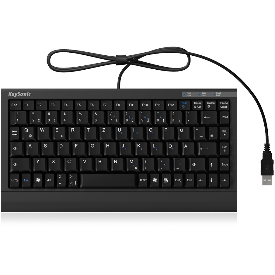 Keysonic ACK-595C+ Mini SoftSkin PS/2-USB, e zezë, US - Figura 4