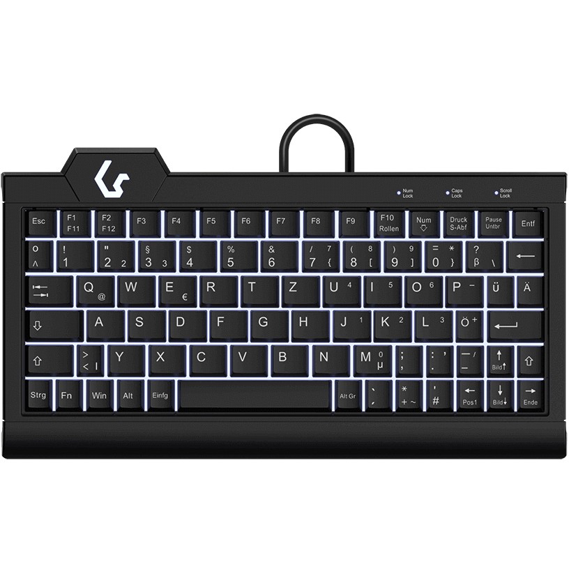 Tastierë KeySonic TAS KSK-3010ELC, Super-Mini Backlight,e zezë, DE
