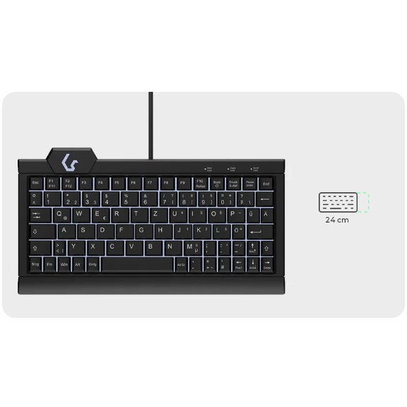 Tastierë KeySonic TAS KSK-3010ELC, Super-Mini Backlight,e zezë, DE - Figura 4