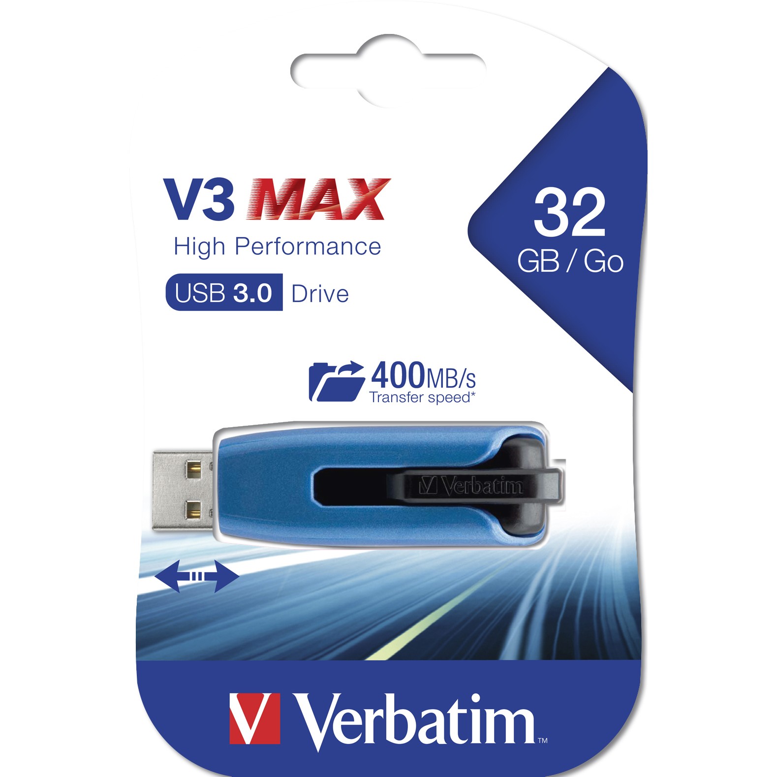 USB Flash Drive STICK 32GB 3.0 Verbatim V3 MAX 300/70 - blu - Figura 5