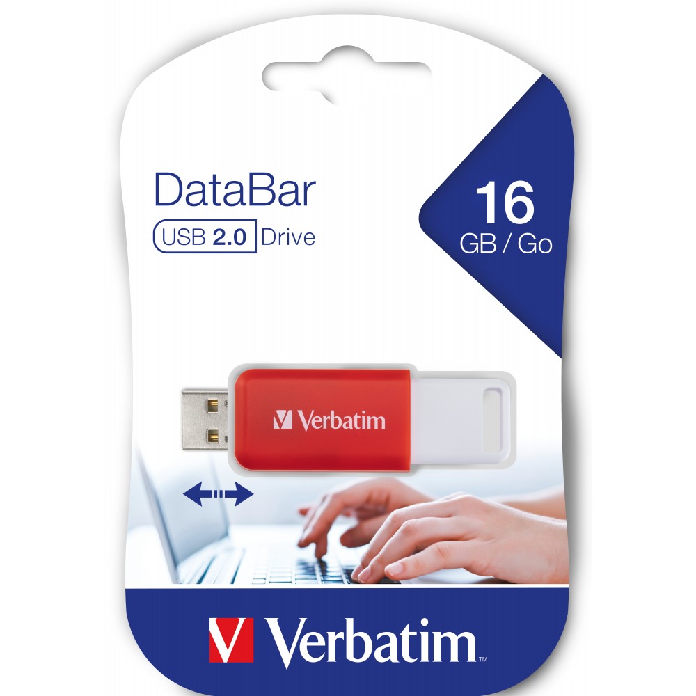 USB STICK 16GB Verbatim V DataBar USB 2.0, e kuqe - Figura 3