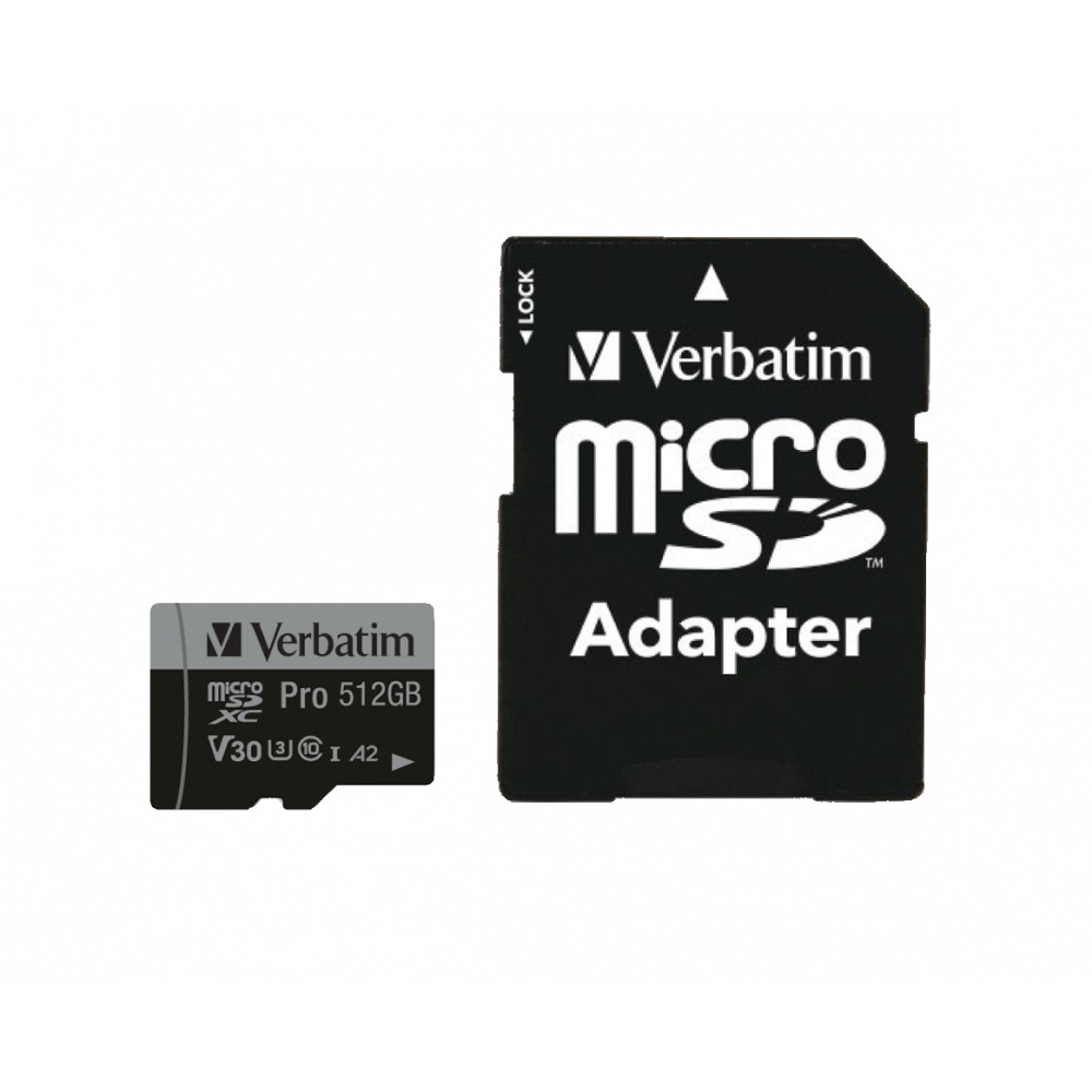 Kartë Memorie SD 512GB Verbatim MicroSDHC Pro Class 10 + Adapter