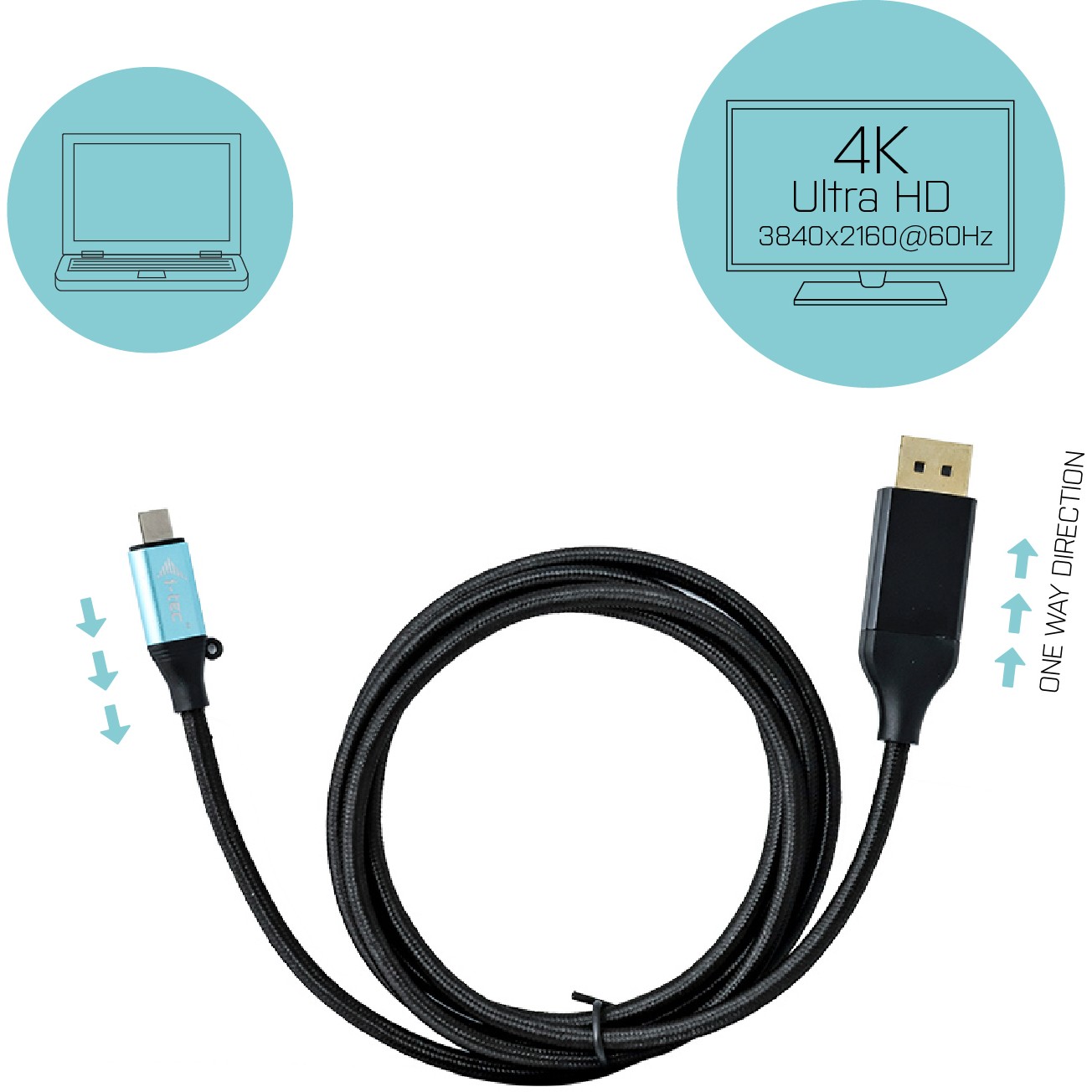 Kabllo I-TEC USB-C në DP, 150CM - Figura 5