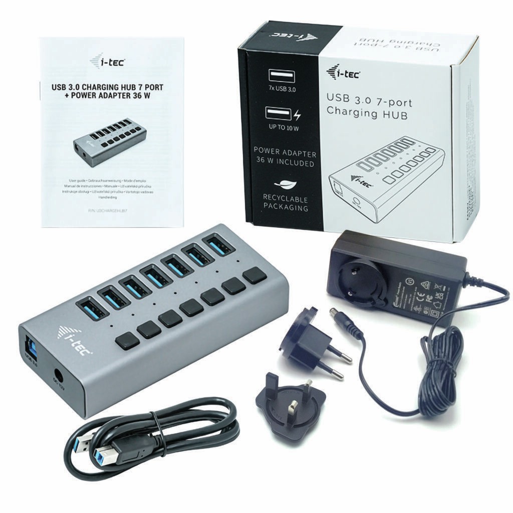 Hub I-TEC USB 3.0 / 7 Porta / 36W / Me Furnizim Energjie - Metalik - Figura 4