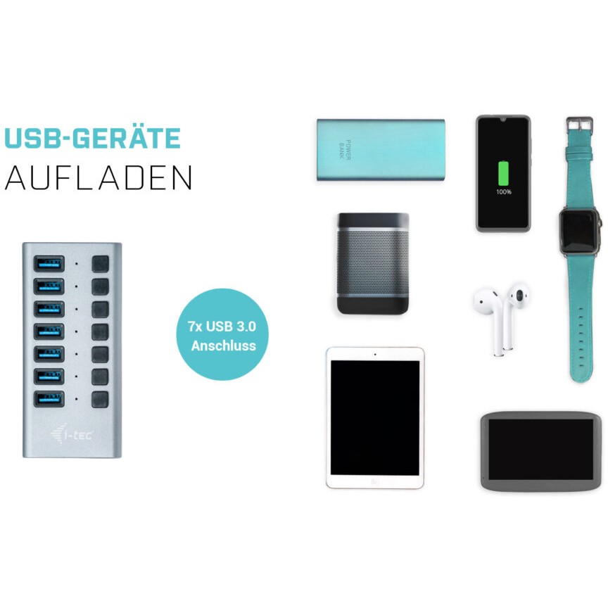 Hub I-TEC USB 3.0 / 7 Porta / 36W / Me Furnizim Energjie - Metalik - Figura 5