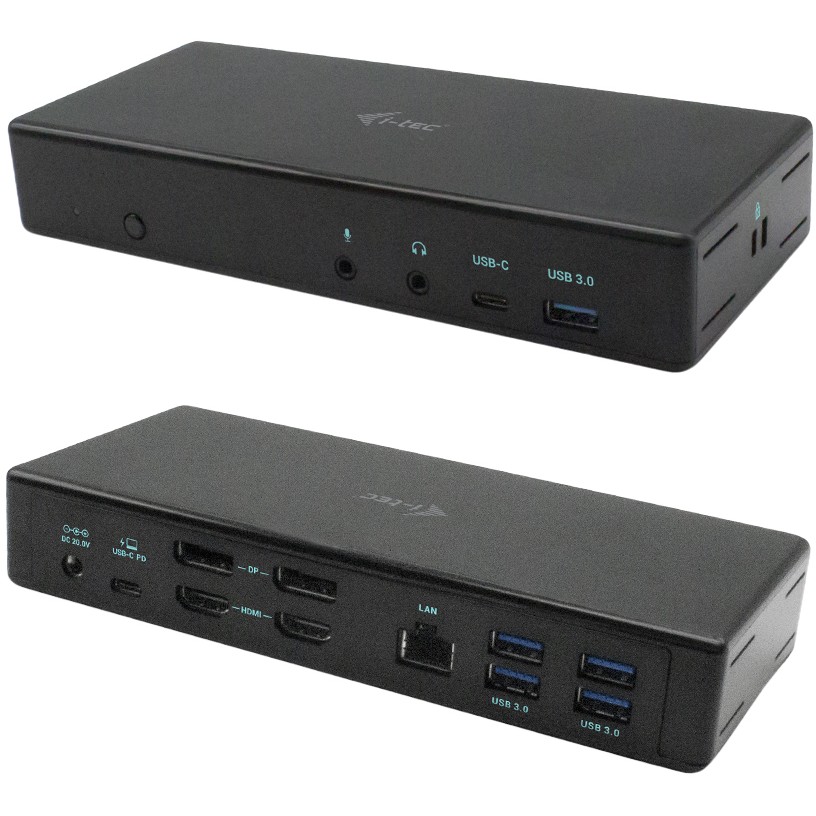 Docking Station I-TEC USB-C / Quattro Display / 4x 4K / HDMI & DisplayPort / PD / LAN / USB - Metalik