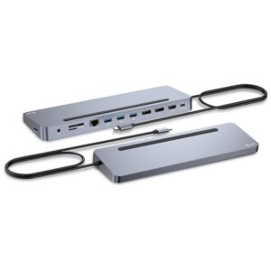 Docking Station I-TEC USB-C / Ergo Stand / 3x LCD / HDMI / DisplayPort / PD / LAN / USB - Metalik