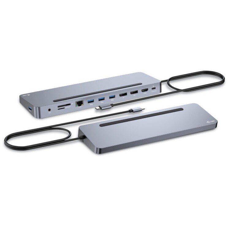Docking Station I-TEC USB-C / Ergo Stand / 3x LCD / HDMI / DisplayPort / PD / LAN / USB - Metalik