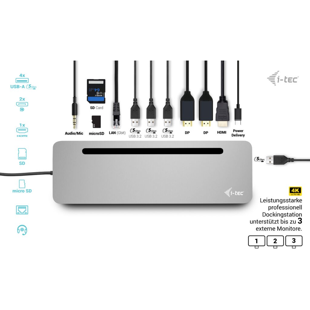 Docking Station D I-TEC USB-C ERGO + Adapter - Figura 4