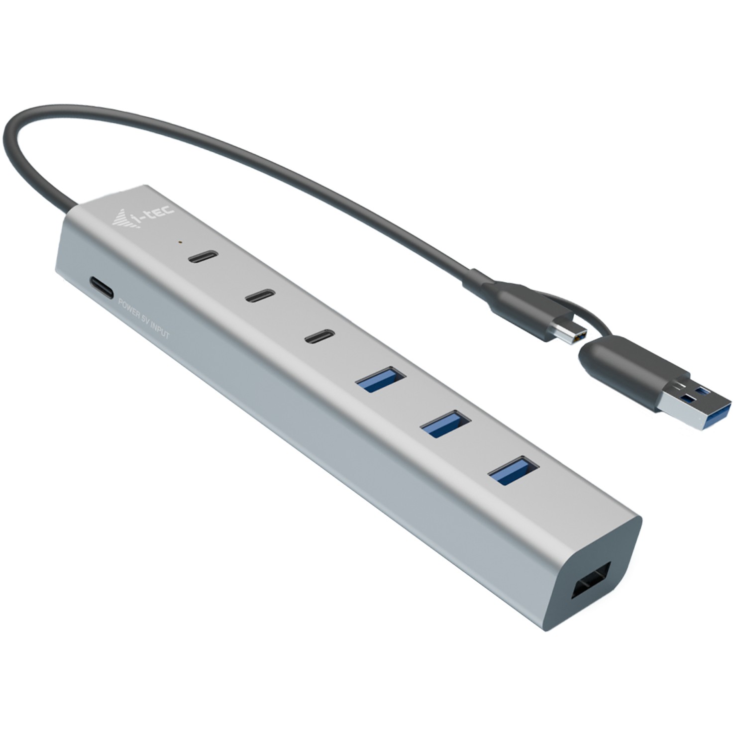 Hub I-TEC USB-C / USB-A / 7 Porta / 3x USB-C 3.2 Gen 1 / 4x USB-A 3.2 Gen 1 - Metalik