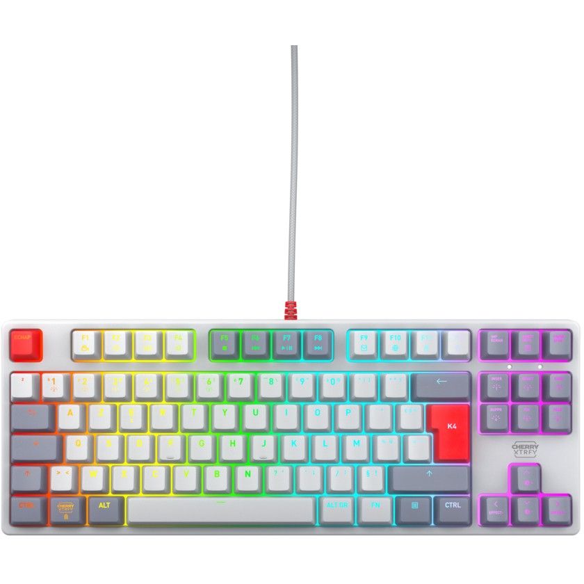 Tastierë Gaming CHERRY XTRFY K4V2 RGB TKL Retro RGB / Wired / AZERTY / French Language- Bardhë