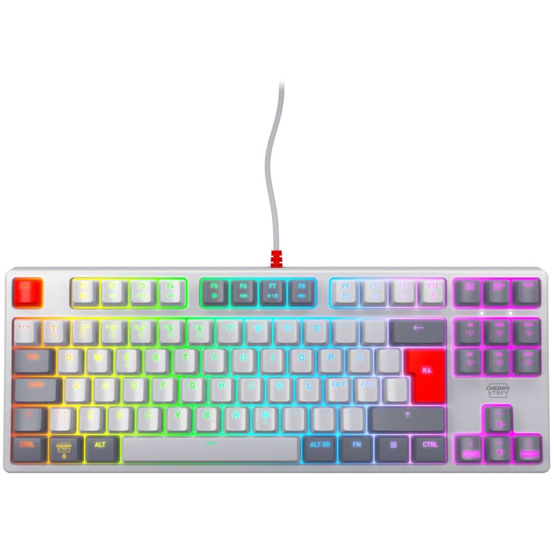 Tastierë Gaming CHERRY XTRFY K4V2 TKL RGB Wired / QWERTY - Bardhë